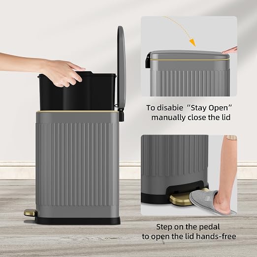 KUK Slim Bathroom Trash Can - Image 5