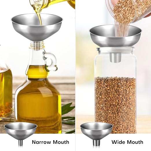 Stainless Steel Metal Funnel Set of 2, Kitchen Filling Funnel and, Practical - Image 6