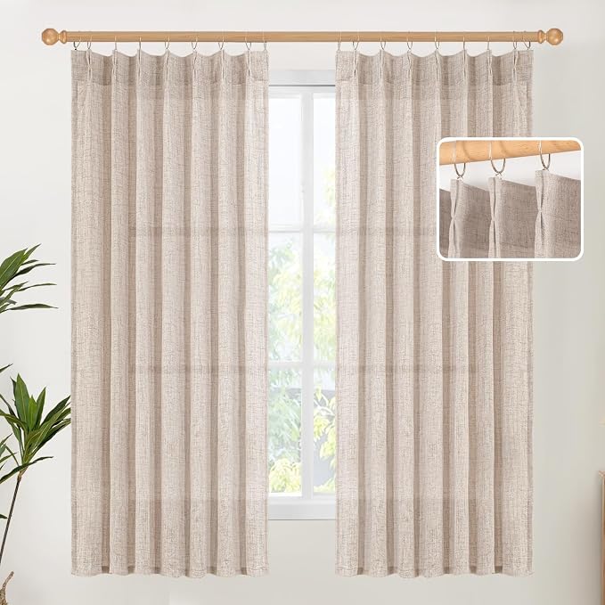 YoungsTex Natural Linen Curtains 63 Inch Length 2 Panels by YoungsTex