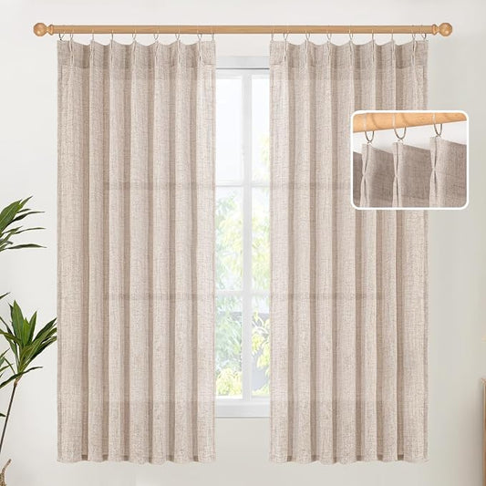 YoungsTex Natural Linen Curtains 63 Inch Length 2 Panels by YoungsTex