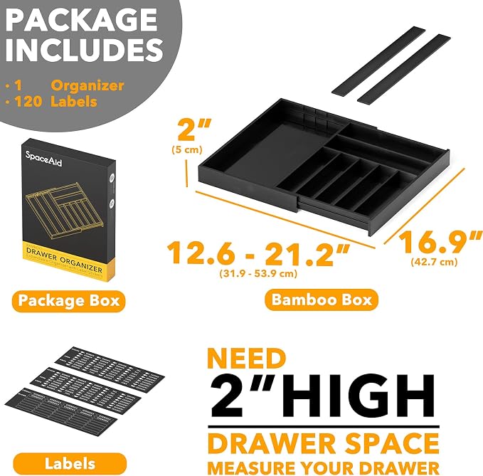 SpaceAid Bamboo Silverware Drawer Organizer - Image 4