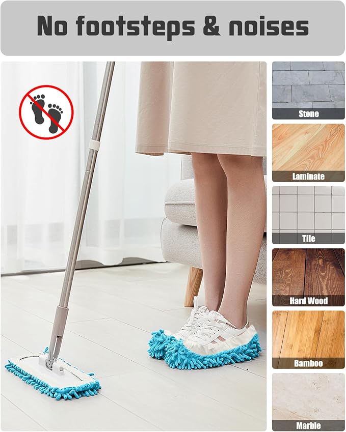 8 Pcs Mop Slippers Socks Floor Cleaning, Microfiber Shoe Covers dust Washable - Image 6