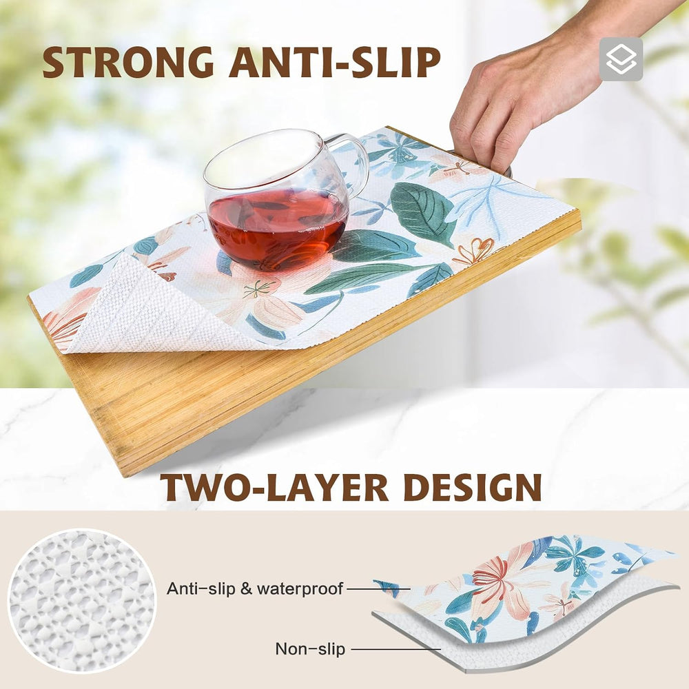 Shelf Liners Thickened Non-Slip Non Adhesive Pastel Floral & Bird Pattern