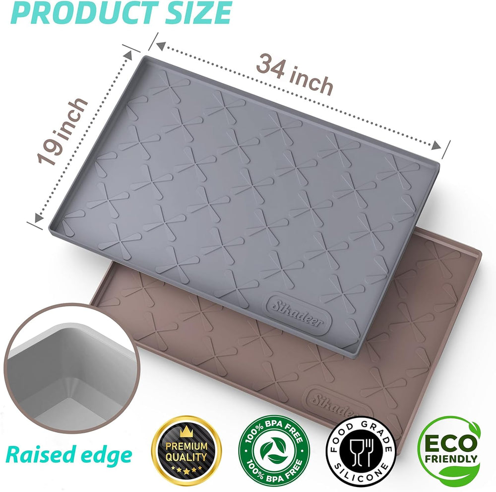 SIKADEER 34" x 19" Under Sink Mat Waterproof , Silicone Mat Kitchen...