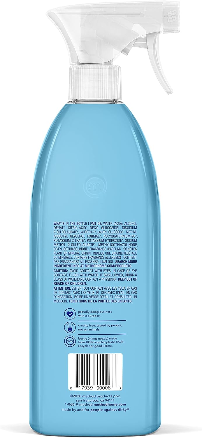 method Bathroom Cleaner, Eucalyptus Mint, 28 fl oz | Removes Mold + Mildew Stains, Helps Dissolve Soap Scum, Fights Grime on Shower, Tiles, Tub, Chrome, and Fixtures