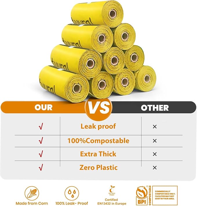 Certified Compostable Dog Poop Bags-270 Bags 18Rolls, Poop Bags - Image 2