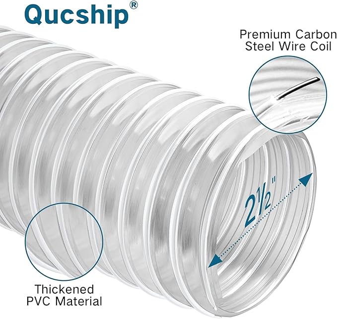 PVC Dust Collection Hose 4" x 20', Heavy Clear PVC Fume Hose Puncture Resistant - Image 3