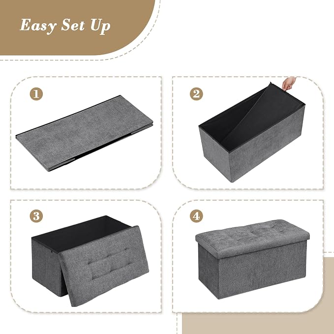 Athena Collection 30" Storage Ottoman Bench Folding Bench - Image 8