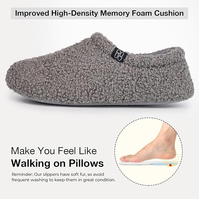 HomeTop Women's Fuzzy Curly Fur Memory Foam Loafer Slippers - Image 4