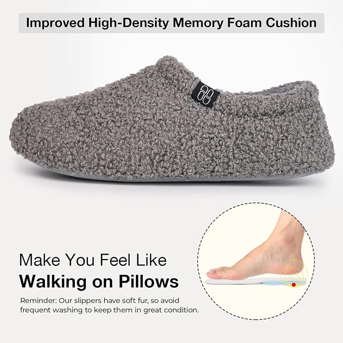 HomeTop Women's Fuzzy Curly Fur Memory Foam Loafer Slippers - Image 4