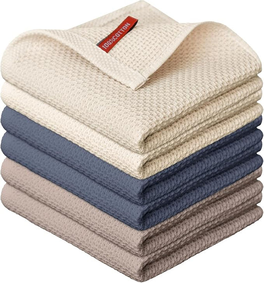 Artoid Mode 100% Cotton Beige Brown Dark Grey Waffle Weave Kitchen Dish Cloths by ArtoidMode