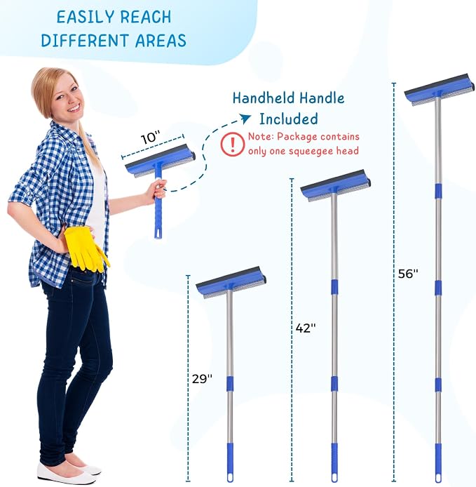 Window Squeegee for Home, 2-in-1 Glass Scrubber for Car Windshield Cleaning - Image 3