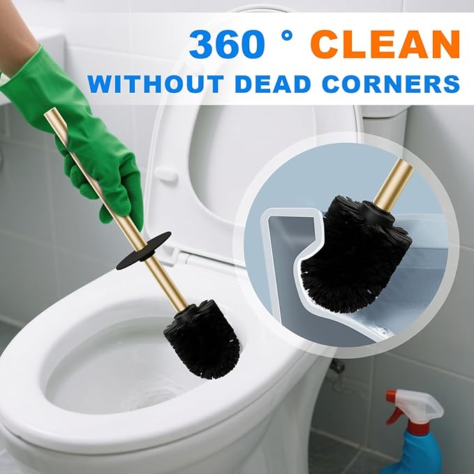 304 Stainless Steel Toilet Bowl Brush and Holder Set, Circular Floor Toilet - Image 5