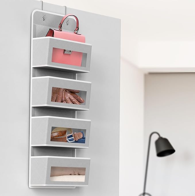 Simple Houseware 4 Clear Window Pocket Over Closet Door Storage Hanging - Image 6
