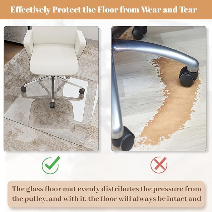 36" x 55" Glass Chair Mat, Heavy Duty Hard Floor Mat - Image 4