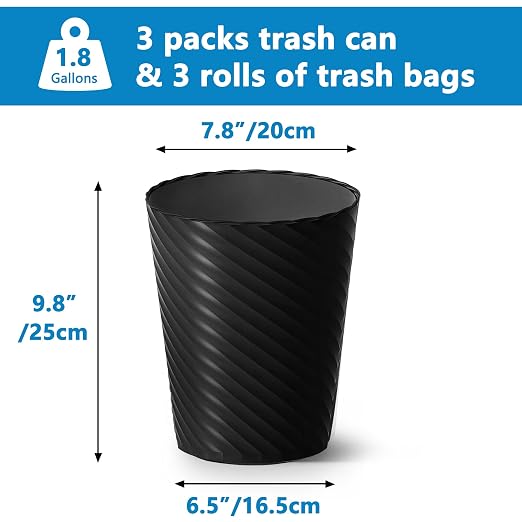 Bathroom Trash Can, 8 Pack 1.8 Gallons Small Trash Can - Image 3