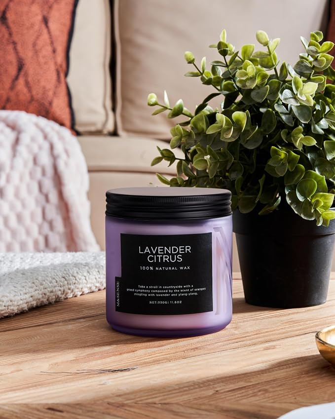 M&SENSE Soy Candles for Home Scented, 11.6oz Lavender Citrus Scent Aromatherapy - Image 7