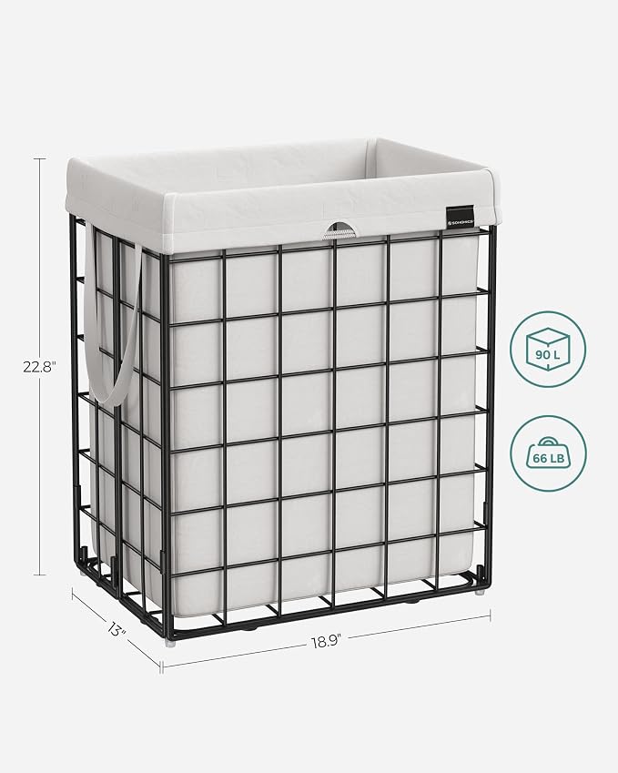 SONGMICS Laundry Hamper, 23.8 Gal. Laundry Basket, Collapsible Clothes Hamper - Image 5