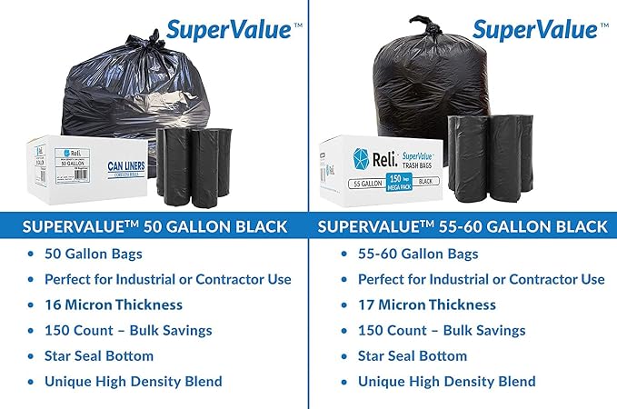 Reli. Premium 50 Gallon Trash Bags | 150 Count | Made in USA | Heavy Duty | - Image 5