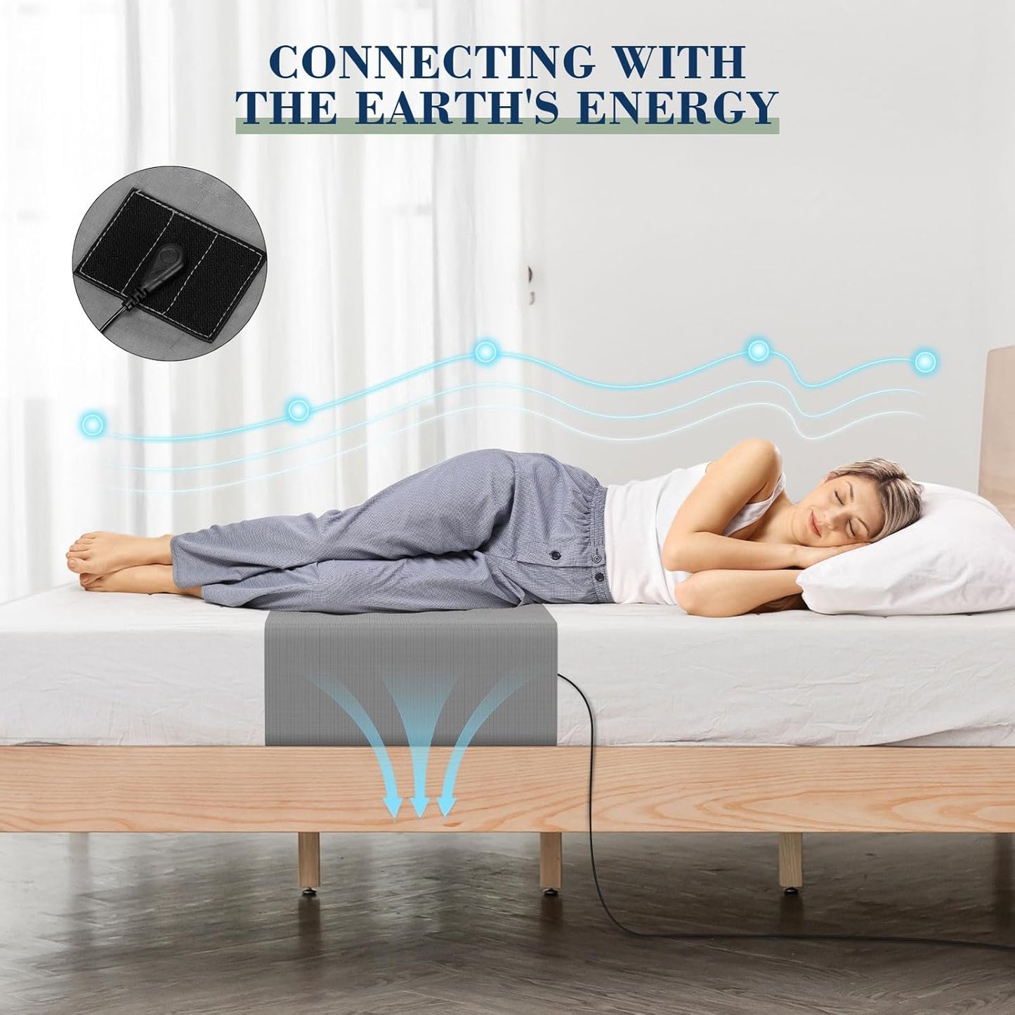 Grounding Sheet for All Mattress Sizes, with grounding Cord and Test Pen (Graphite,105.2 * 23.2inch)