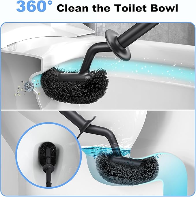 HAMITOR Toilet Bowl Brush Holder Set: Curved Design - Image 3