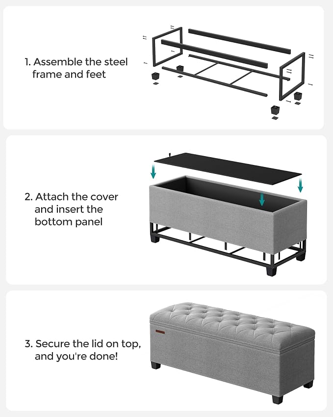 SONGMICS Storage Ottoman Bench, Foot Rest - Image 7
