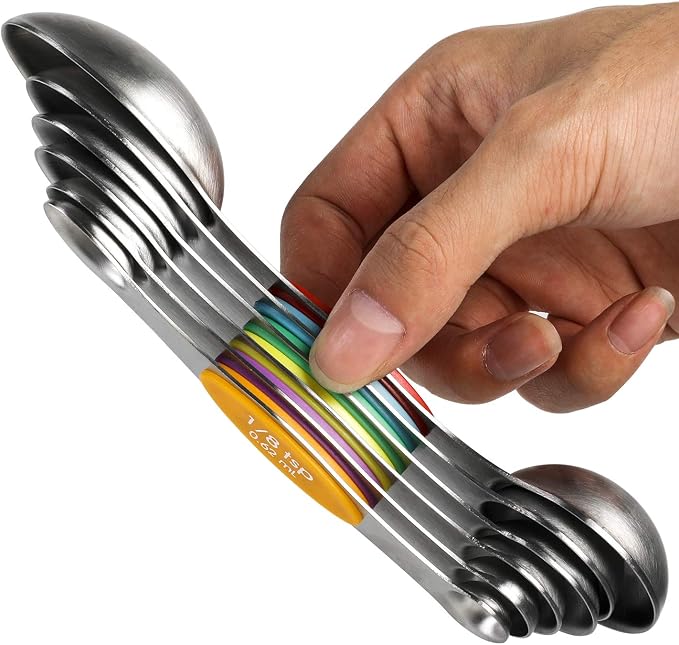 Magnetic Measuring Spoons Set Stainless Steel Stackable Dual Sided Teaspoons - Image 4