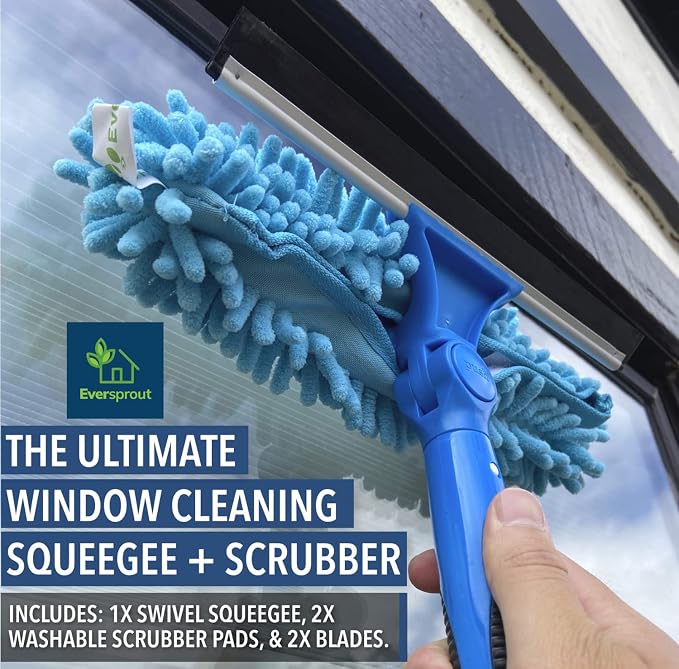 EVERSPROUT Swivel Squeegee & Microfiber Glass Window Scrubber, Light-Weight - Image 4