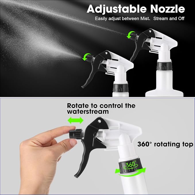 Eccliy 12 Pcs 16 Oz Plastic Spray Bottle, Adjustable Empty Reusable Sprayer - Image 3