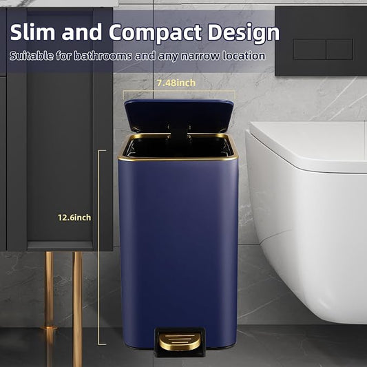 Small Bathroom Trash Can with Lid Soft Close, 1.8 Gallon Stainless Steel - Image 2