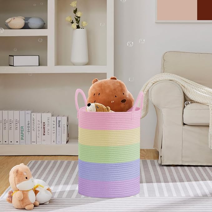 VIPOSCO Large Laundry Hamper, Tall Woven Rope Storage Basket - Image 2