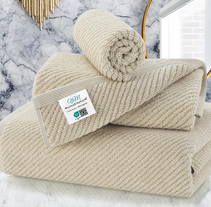 VOOVA & MOVAS Beige Towels for Bathroom by VOOVAMOVAS