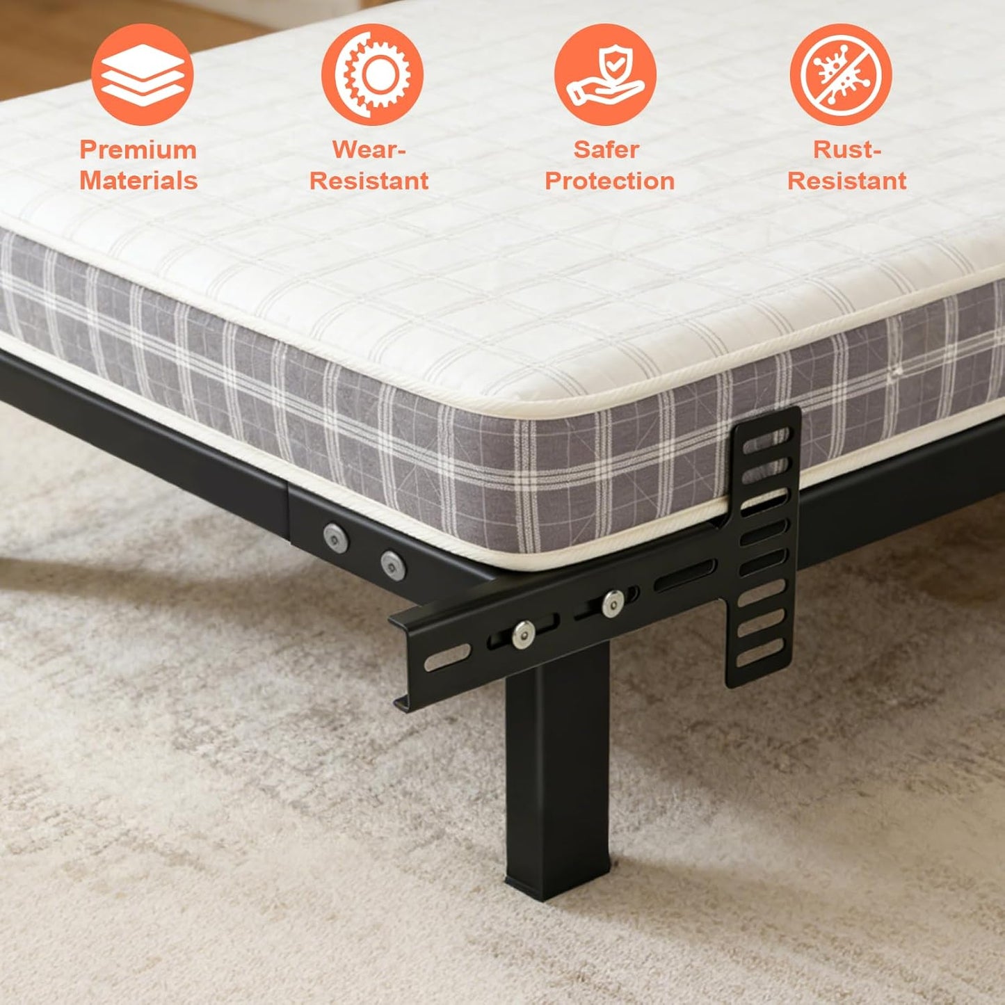 2 Pack Adjustable Headboard Brackets, Universal Headboard Brackets for Metal Bed Frame Adjustable Headboard Attachment Kit with Footboard Extension Fit Twin Full Queen King