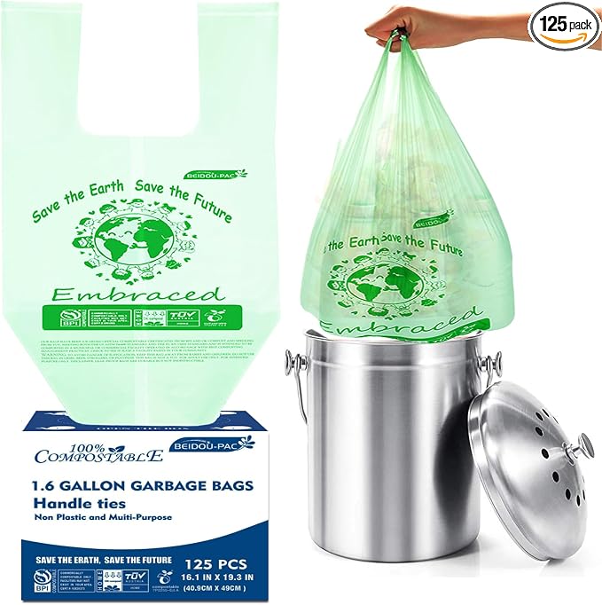 1.6 Gallon Compostable Trash Bags by BEIDOU-PAC