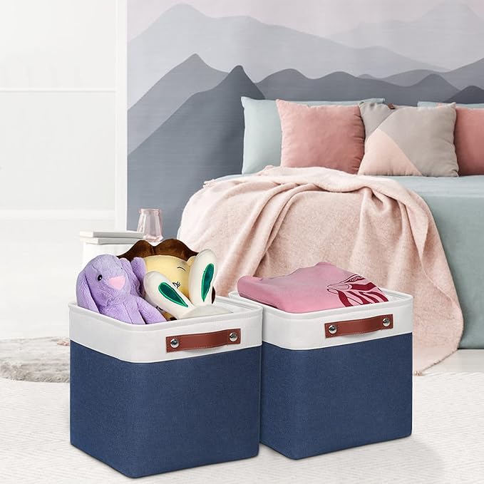 Univivi Fabric Cube Bins Set of 4 Storage Baskets - Image 2