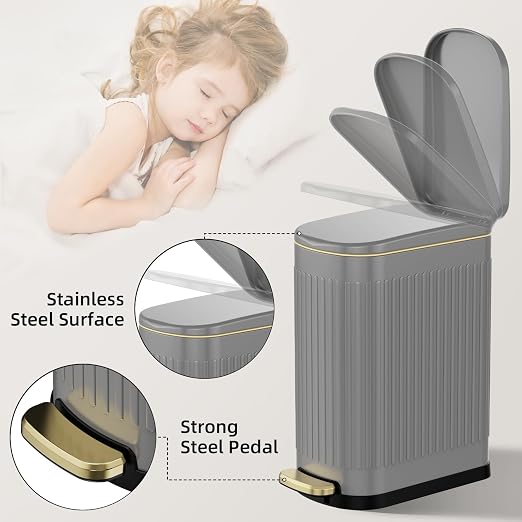 KUK Slim Bathroom Trash Can - Image 4