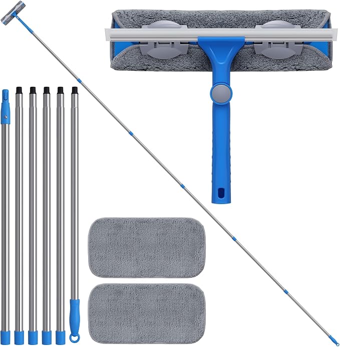 20 Feet+ High Reach Window Squeegee, 2-in-1 Window Cleaner Tool by Mitclear