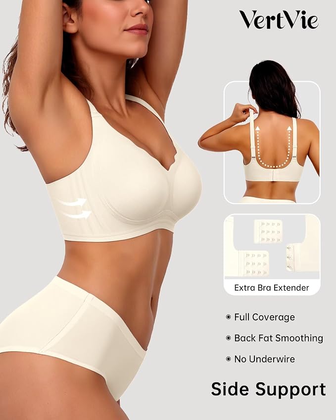 Vertvie Womens Seamless Bras No Underwire Supportive Wireless Push Up Full - Image 3