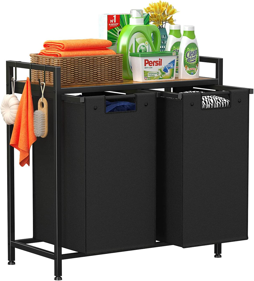 Helsin Double Laundry Hamper, Large Portable Laundry Basket, Laundry Sorter w...
