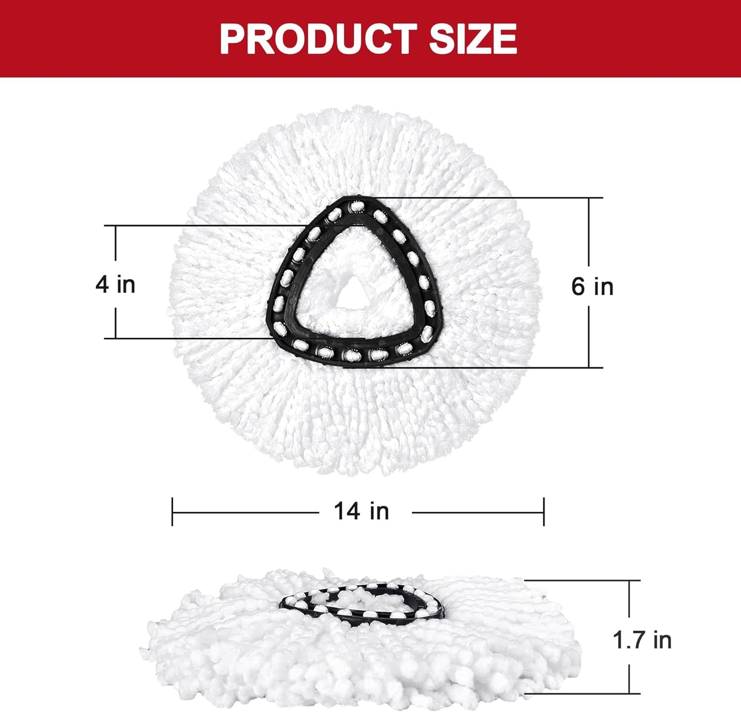 4 Pack Mop Heads Replacements for O-Ceda Easy Wrin Spin System, Microfiber Refills, Easy Cleaning Mop Repalce Head