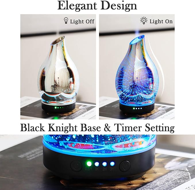 Porseme 150ml Essential Oil Diffuser Glass Color Changing Aroma Air Diffusers - Image 4