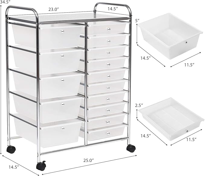 GOFLAME 15-Drawer Rolling Storage Cart, Utility Cart - Image 3