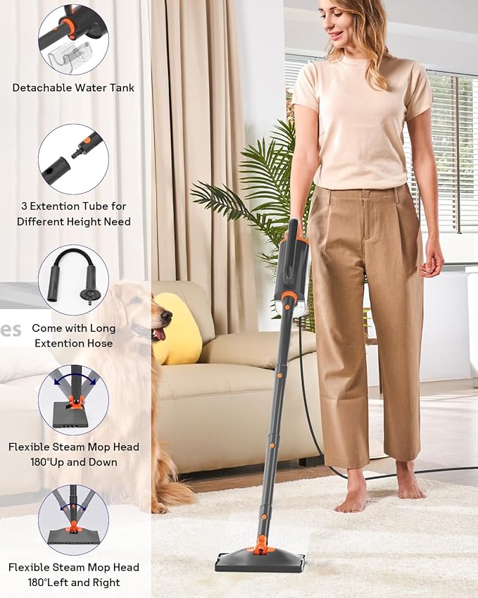 Steam Mop Cleaner with Detachable Handheld Steamer, 20 in 1 Wired Steam Cleaner - Image 3