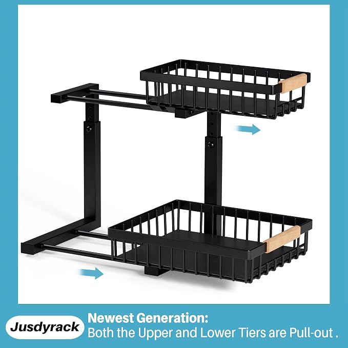 Under Sink Organizer, 2 Packs 2 Tier Sliding Pull Out Cabinet Storage Shelf - Image 6