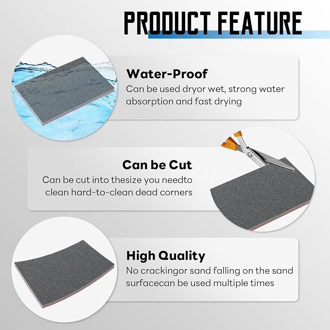 20 Pack 180 Grit Sanding Sponge, 3 x 4 Inch Soft Foam Sanding Block Wet Dry - Image 3