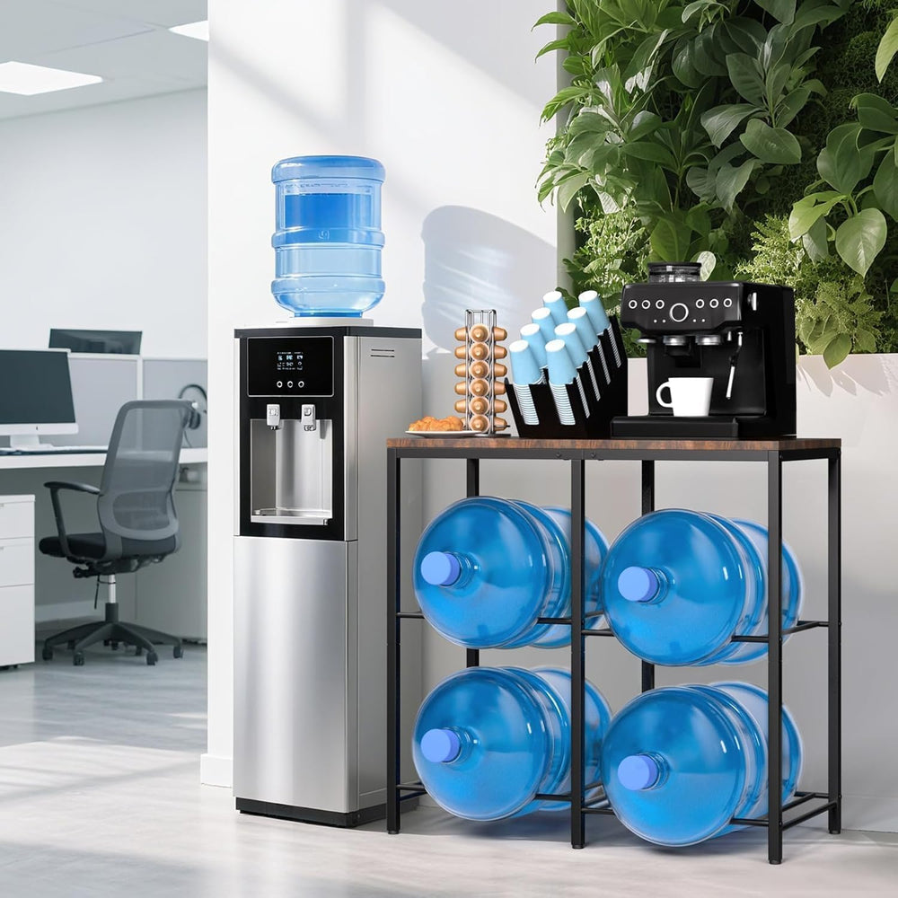 Klvied 2-Tier Water Jug Rack, 5 Gal, Wood Top