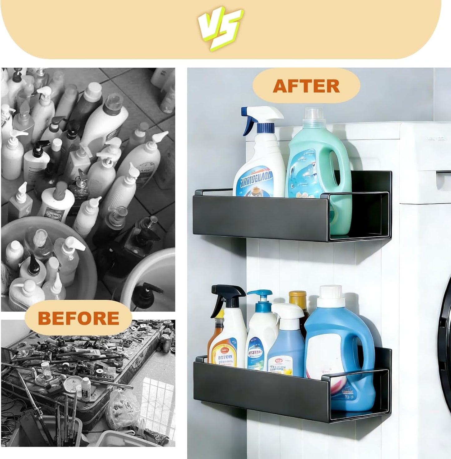 Magnetic Fridge Organizer, Spice Rack, Kitchen Organizers and Storage, Cabinet Organizer with Shelf, Pantry Organization for Countertop, Over the Door Storage with Detachable 2 Hooks