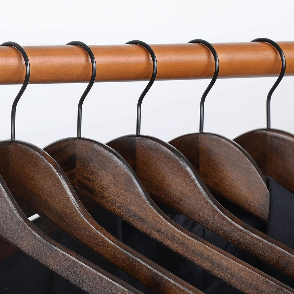 TOPIA HANGER Heavy Duty Wood Coat Hangers in Smooth Retro Finish, Boutique Qu...