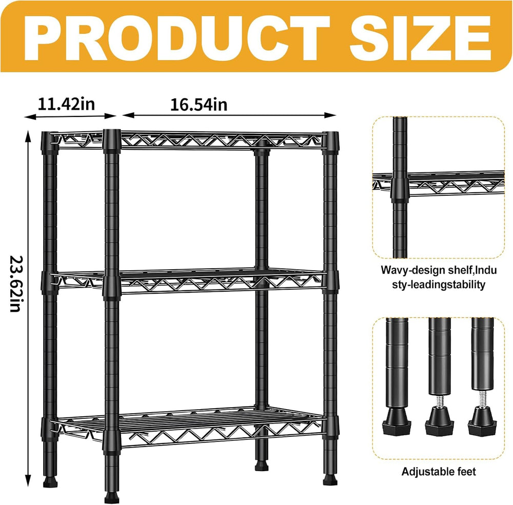 Heavy Duty Stainless Steel Kitchen Storage Rack, Adjustable Shelf Organizer w...