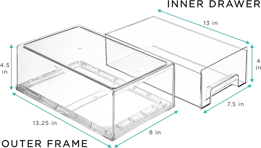 Sorbus Clear Stackable Storage Drawers for Refrigerator (Medium, 6 Pack)